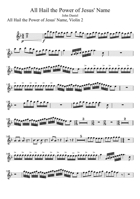 Free Sheet Music All Hail The Power Of Jesus Name Violin 2