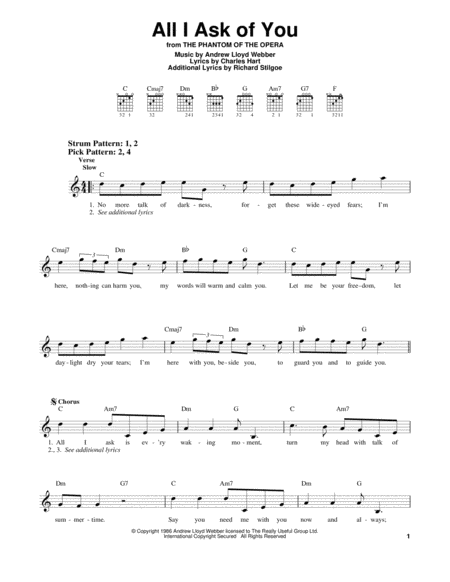 All I Ask Of You From The Phantom Of The Opera Sheet Music