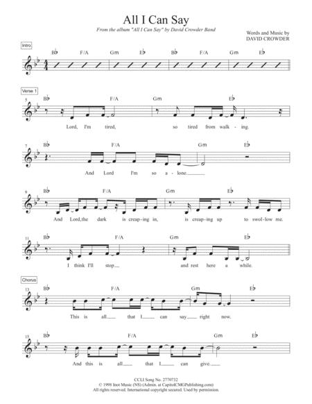 Free Sheet Music All I Can Say