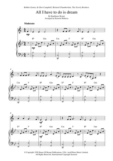 All I Have To Do Is Dream For Bb Trumpet Solo And Piano Accompaniment Sheet Music