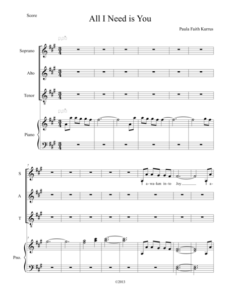 All I Need Is You Choral Sab Sheet Music