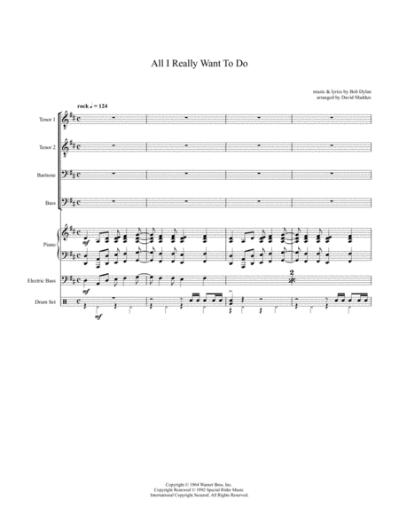 Free Sheet Music All I Really Want To Do