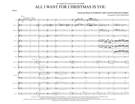 All I Want For Christmas Is You Arranged For Percussion Ensemble Sheet Music