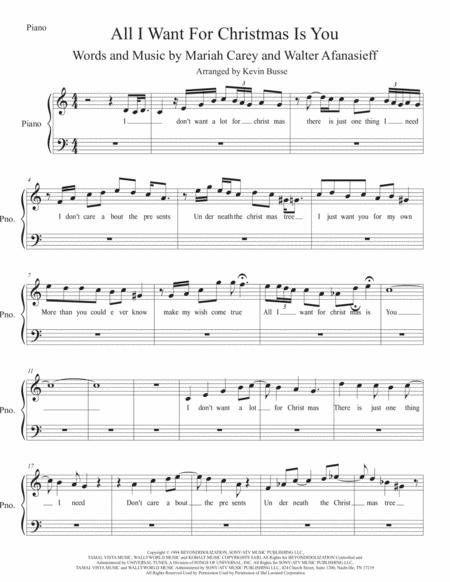 All I Want For Christmas Is You Easy Key Of C Piano Sheet Music