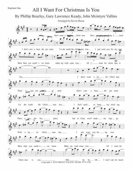 Free Sheet Music All I Want For Christmas Is You Original Key Soprano Sax