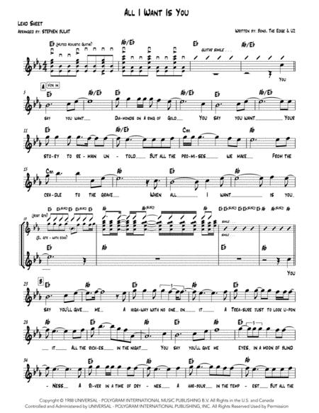 Free Sheet Music All I Want Is You U2 Lead Sheet Key Of Eb