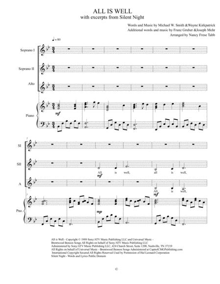 Free Sheet Music All Is Well With Silent Night Ssa