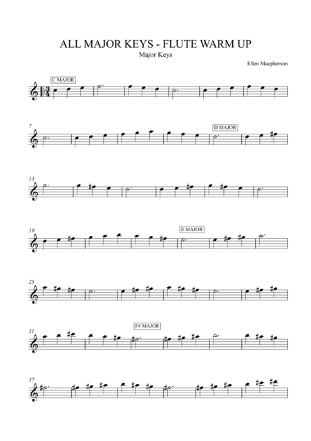 Free Sheet Music All Major Keys Flute Warm Up