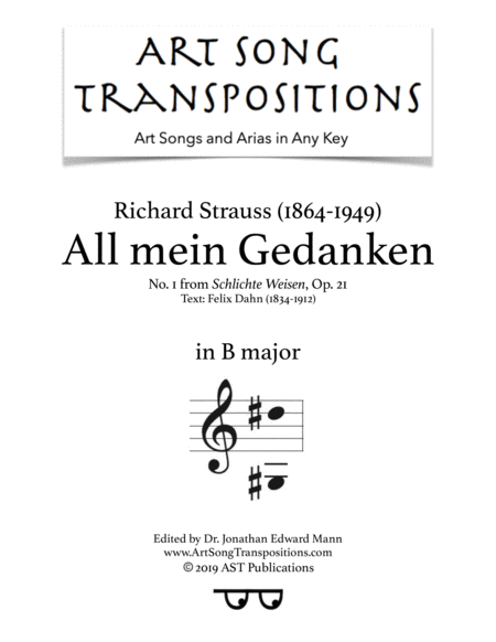 Free Sheet Music All Mein Gedanken Op 21 No 1 B Major