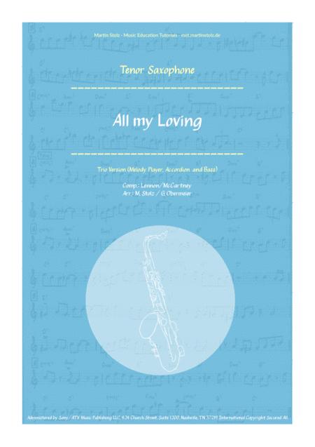 All My Loving Arranged For Tenor Saxophone Swing Version Sheet Music