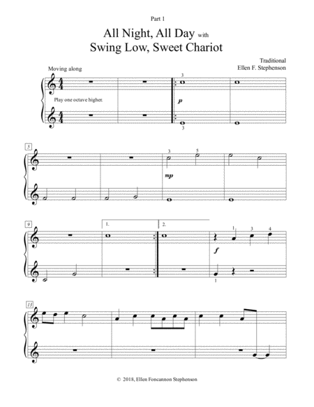 All Night All Day With Swing Low Sweet Chariot Piano Trio Sheet Music