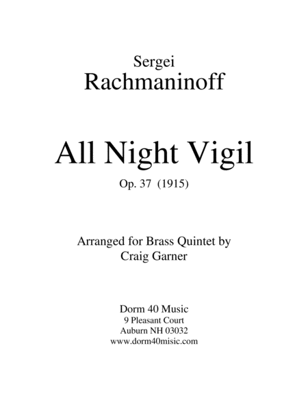 All Night Vigil Op 37 Sheet Music