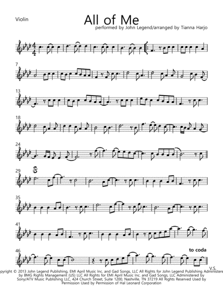 All Of Me Duet Violin And Cello Sheet Music