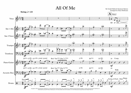 All Of Me Eight Piece Band Female Vocal Key Of Ab Sheet Music