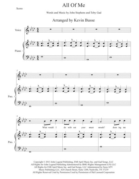 All Of Me Exact Piano Transcription Piano Vocal W Lyrics Sheet Music