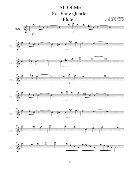 All Of Me For Flute Quartet Flute 1 Sheet Music