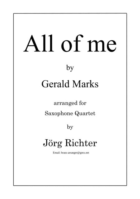 Free Sheet Music All Of Me Fr Saxophon Quartet