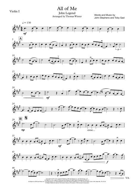 All Of Me String Quartet Trio Duo Or Solo Sheet Music