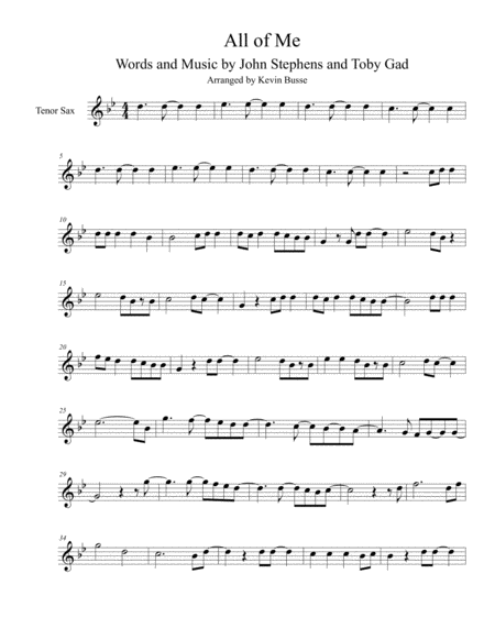 All Of Me Tenor Sax Sheet Music