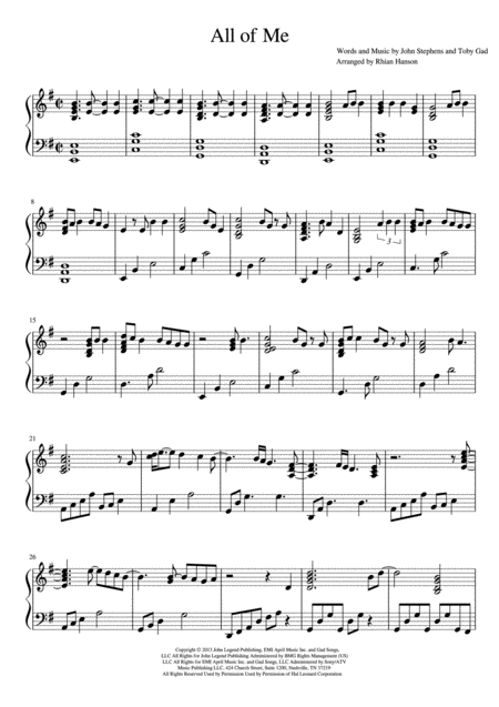 Free Sheet Music All Of Me