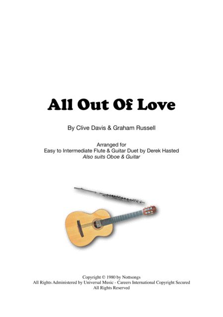 All Out Of Love Duet For Flute Or Other Melody Instrument Guitar Sheet Music