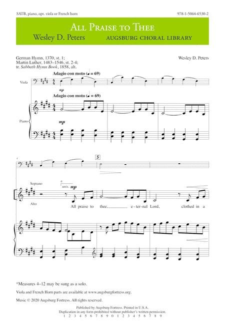 Free Sheet Music All Praise To Thee