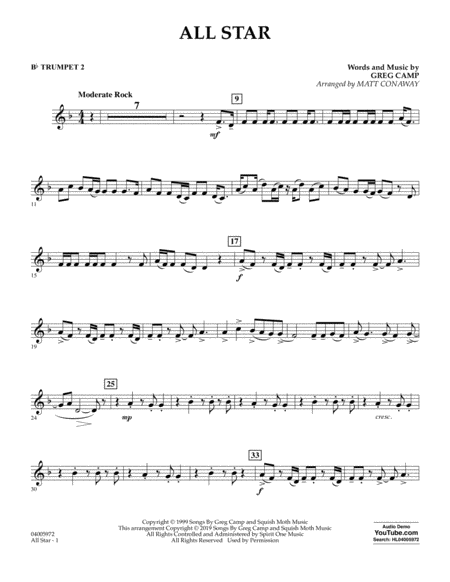 All Star Arr Matt Conaway Bb Trumpet 2 Sheet Music