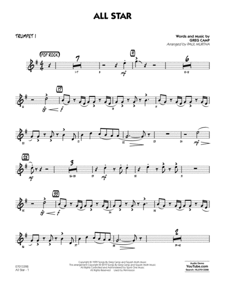 Free Sheet Music All Star Arr Paul Murtha Trumpet 1