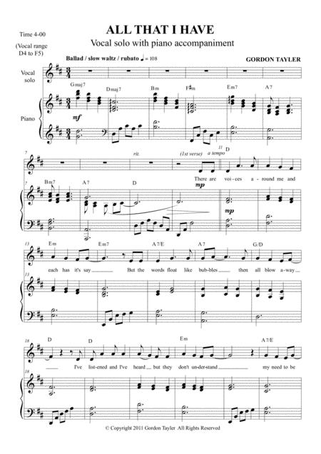 Free Sheet Music All That I Have
