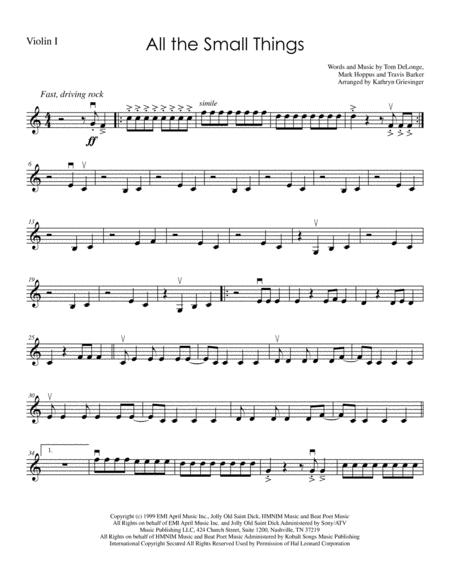 All The Small Things String Quartet Sheet Music