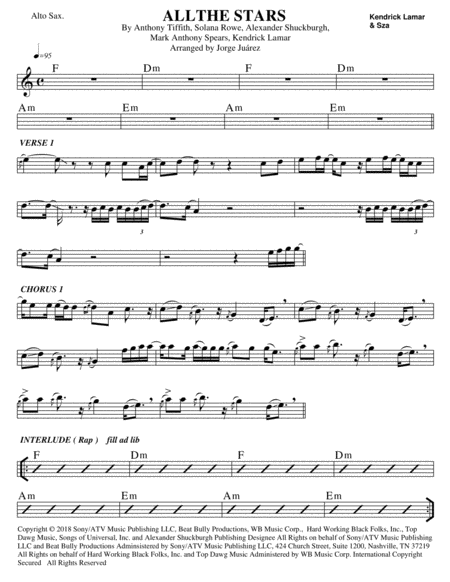 All The Stars Alto Sax Sheet Music