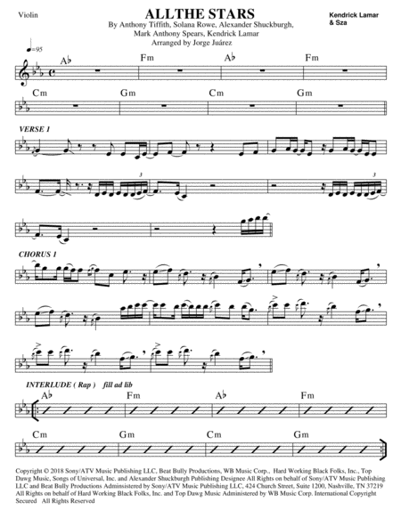 All The Stars Violin Sheet Music