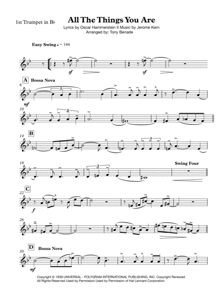 All The Things You Are Brass Quintet Sheet Music