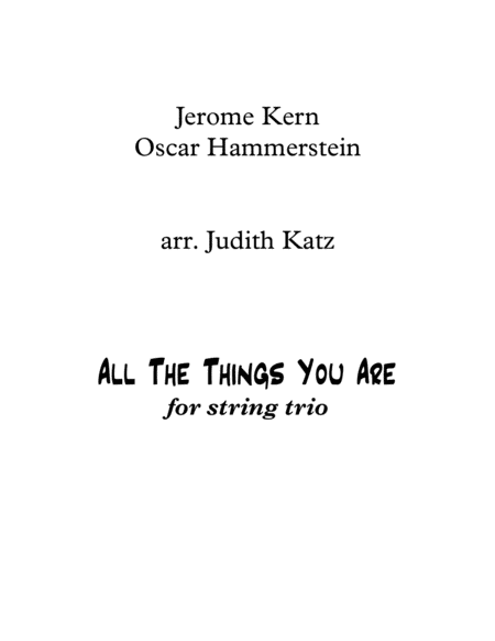 All The Things You Are For String Trio Sheet Music