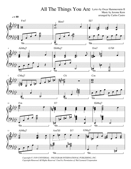 Free Sheet Music All The Things You Are Piano Solo