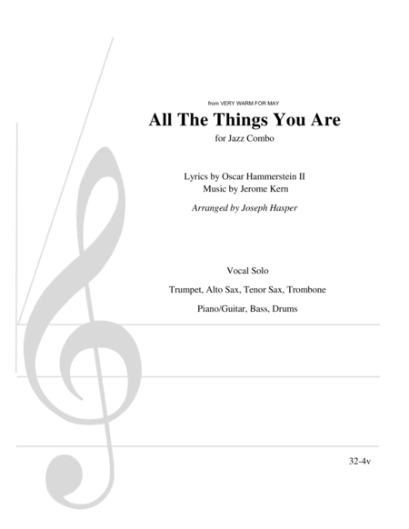 All The Things You Are Vocal With Trumpet Alto Sax Tenor Sax Trombone And Rhythm Section Sheet Music