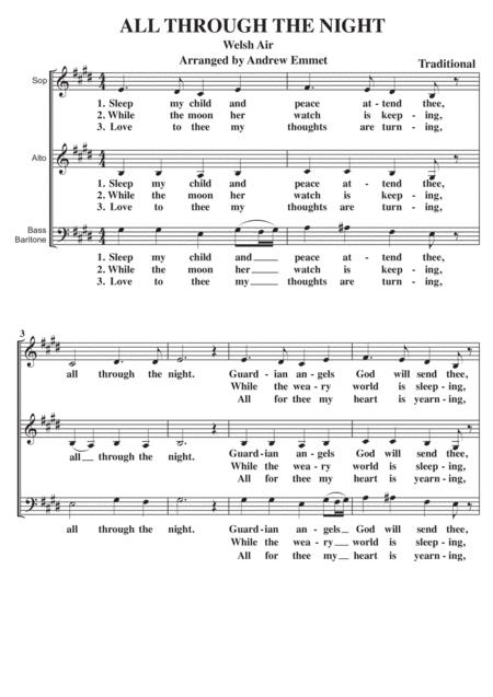 Free Sheet Music All Through The Night A Cappella Sab