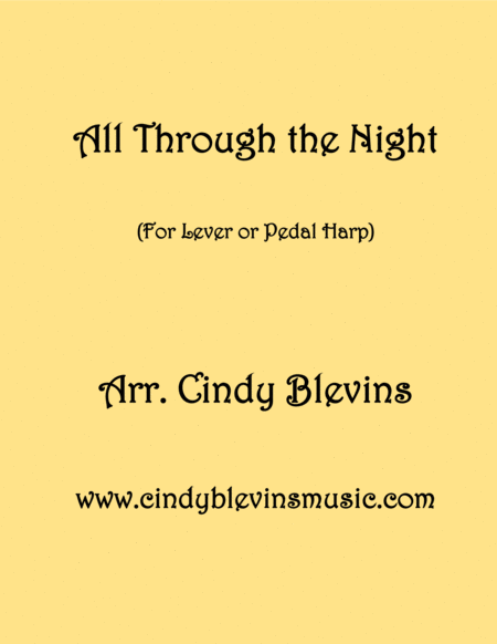 All Through The Night Arranged For Lever Or Pedal Harp From My Book 24 Folk Songs And Memories Sheet Music