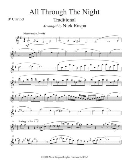 Free Sheet Music All Through The Night B Flat Clarinet Piano Intermediate Jazz Clarinet Part