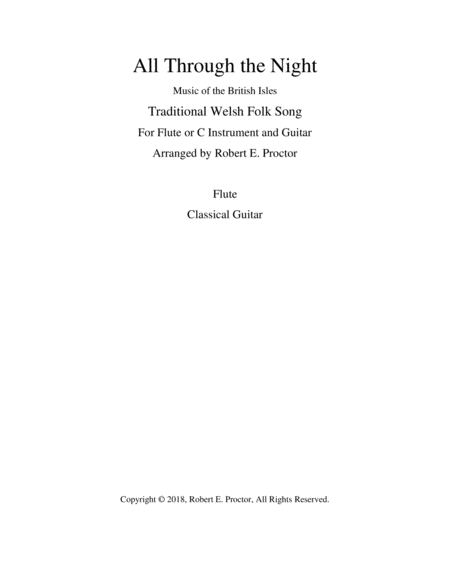 Free Sheet Music All Through The Night For Flute Or C Instrument And Guitar