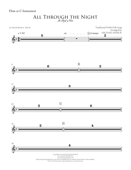 Free Sheet Music All Through The Night Instrument Parts