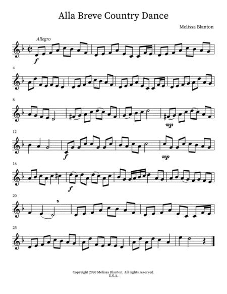 Free Sheet Music Alla Breve Country Dance Recorder Solo Or Same Range Instrument