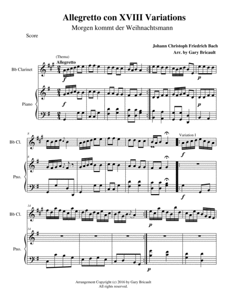 Allegretto Con Xviii Variations On Twinkle Twinkle Sheet Music