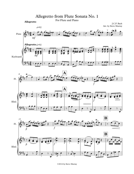 Free Sheet Music Allegretto From Flute Sonata 1