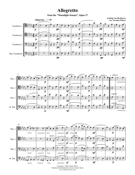 Allegretto From The Moonlight Sonata Sheet Music