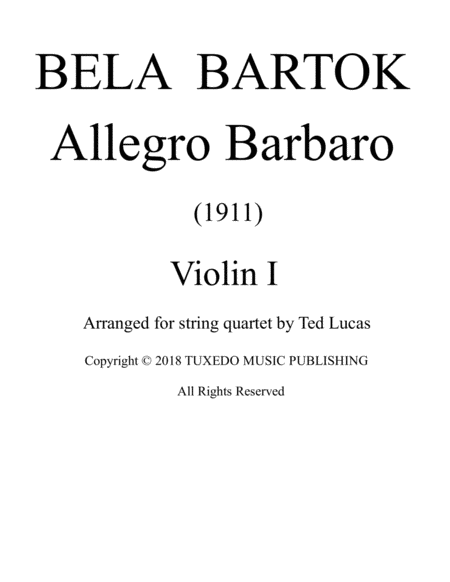 Free Sheet Music Allegro Barbaro 1 5 First Violin Part
