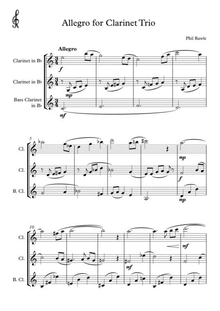 Free Sheet Music Allegro For Clarinet Trio Bb Bb Bass