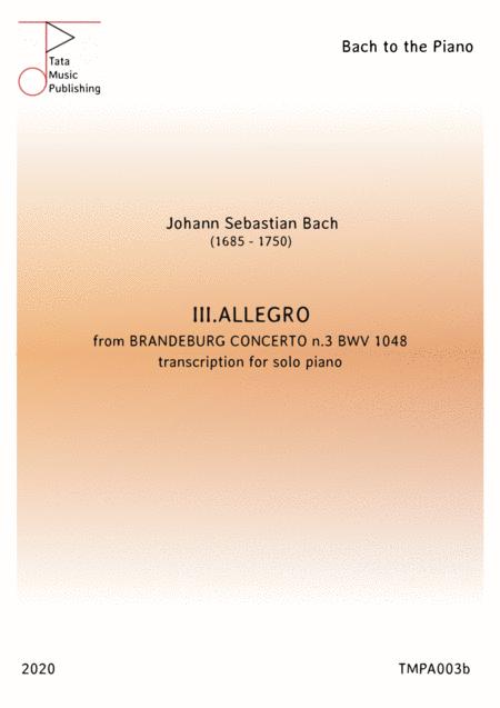 Allegro From Brandeburg Concerto N 3 Sheet Music