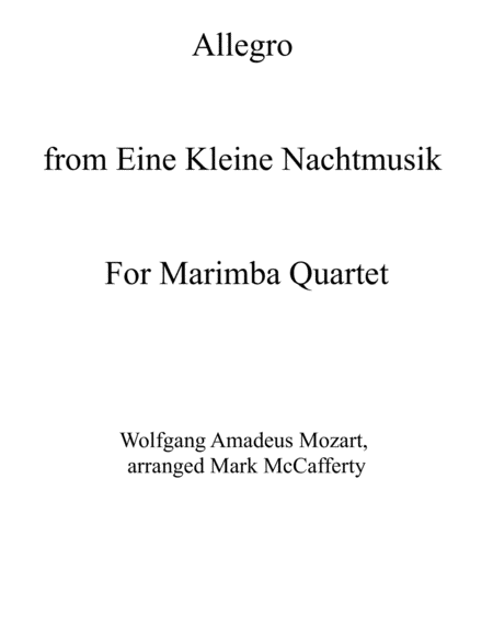 Allegro From Eine Kleine Nachtmusik For Marimba Quartet Sheet Music