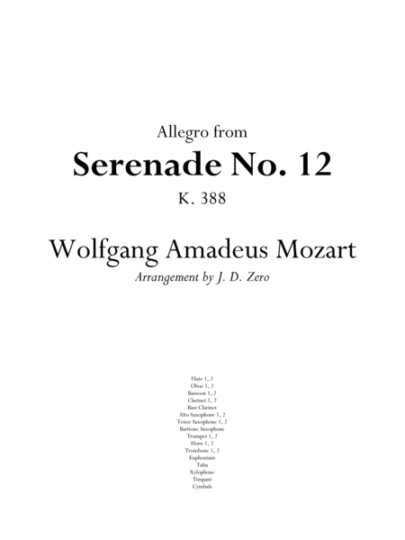 Free Sheet Music Allegro From Serenade No 12